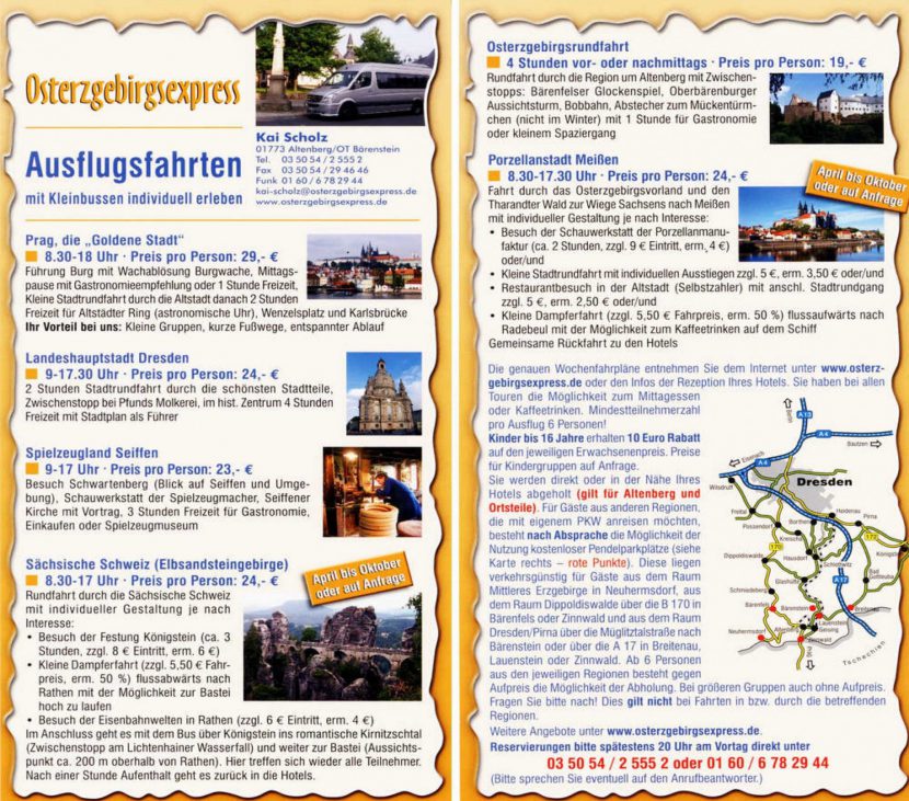 Ausflugsfahrten im Osterzgebirge Ausflugsfahrten im Osterzgebirge